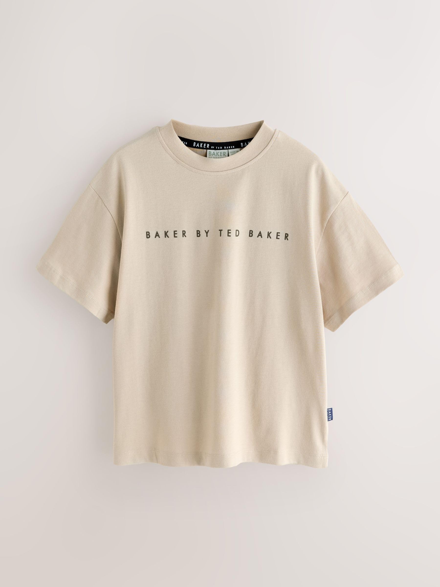 Ragazzo - Confezione da 3 T-Shirt con Logo Ricamato | Beige / bianco / nero, Bambino, Standard, Pull On, Design con l'attuale stile inglese
