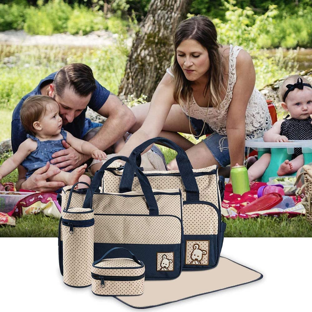 FREESOO Set di 5 zaini per pannolini, borsa da viaggio con molte tasche, tracolla regolabile
