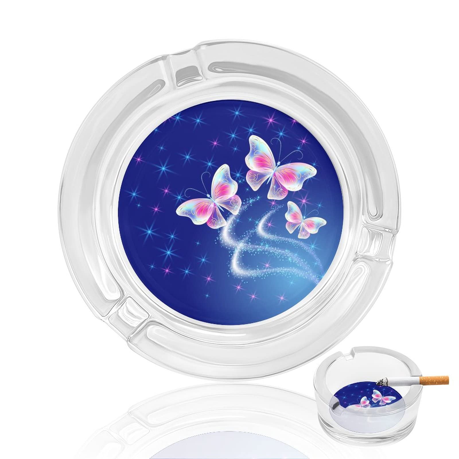 Ashtrays For Cigarettes Butterfly Crystal Glass Ash Tray Smoking Ashtray Holder For Home Hotel Office Table Top