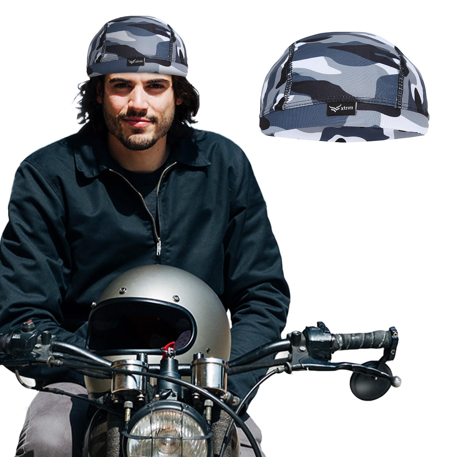 Unisex Helmet Skull Cap for Bikers & Cyclists, Cotton Head Cap, Hair Inner Helmet Cover Cap for Men, Sweat Cooling for Women, Skull Cap for Summer