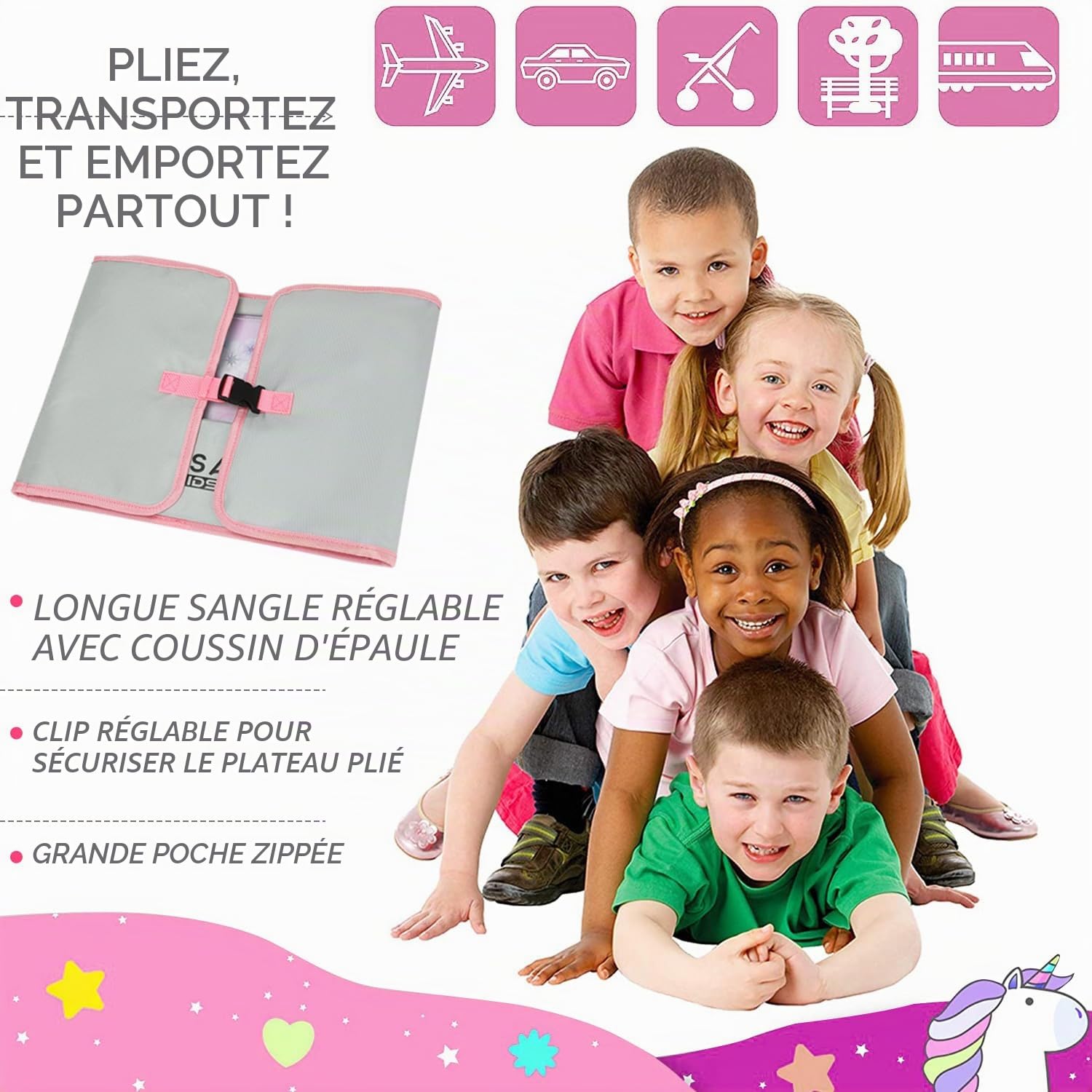 Plateau de Voyage pour voiture et avion - Table d'activités portable avec Support pour Tablette et Couverture de Protection - Organisateur de Voiture Imperméable et Pliable