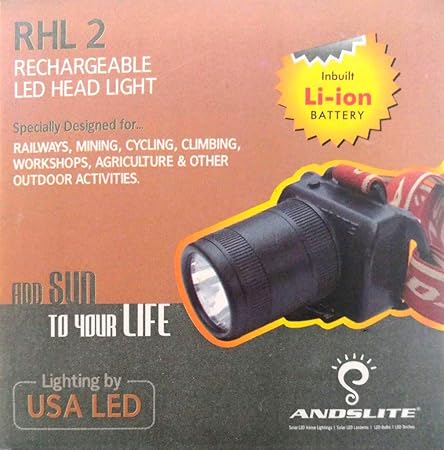 ANDSLITE Plastic LED Rechargeable Head Light (Black, Small)
