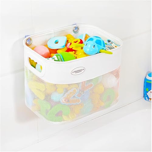 Quick Scoop - Almacenamiento de juguetes de baño de malla para bebé, capacidad 2X y gran apertura, organizador de juguetes de baño para bebé, regalo