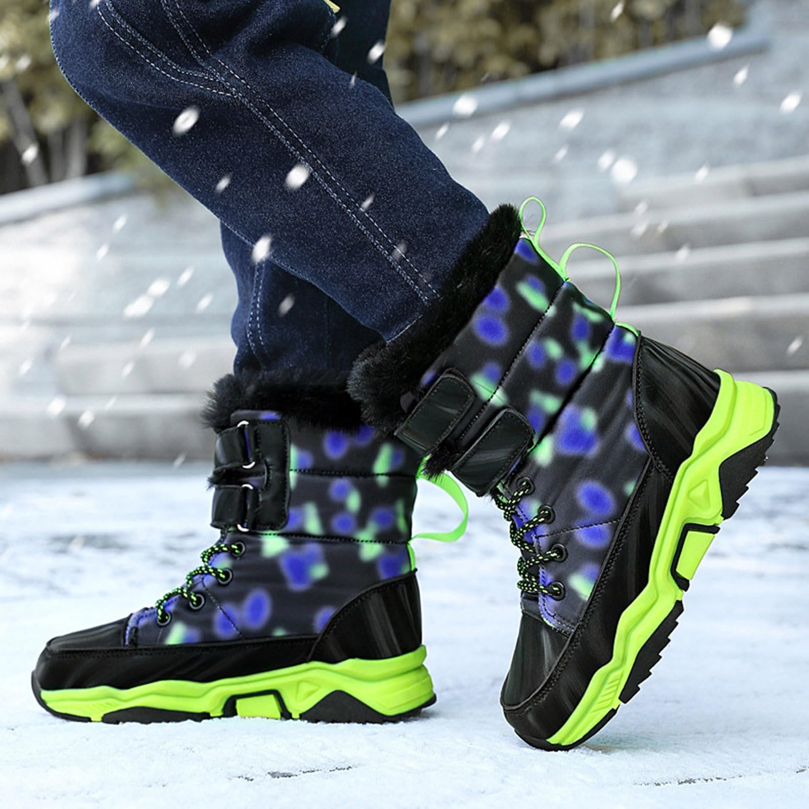 Stivali da Neve per Bambine Bambini Moda Calzature da Escursionismo Stivali Invernali Antiscivolo Scarpe Invernali Allaperto Antiscivolo Boots Stivaletti Stringati per Bambina