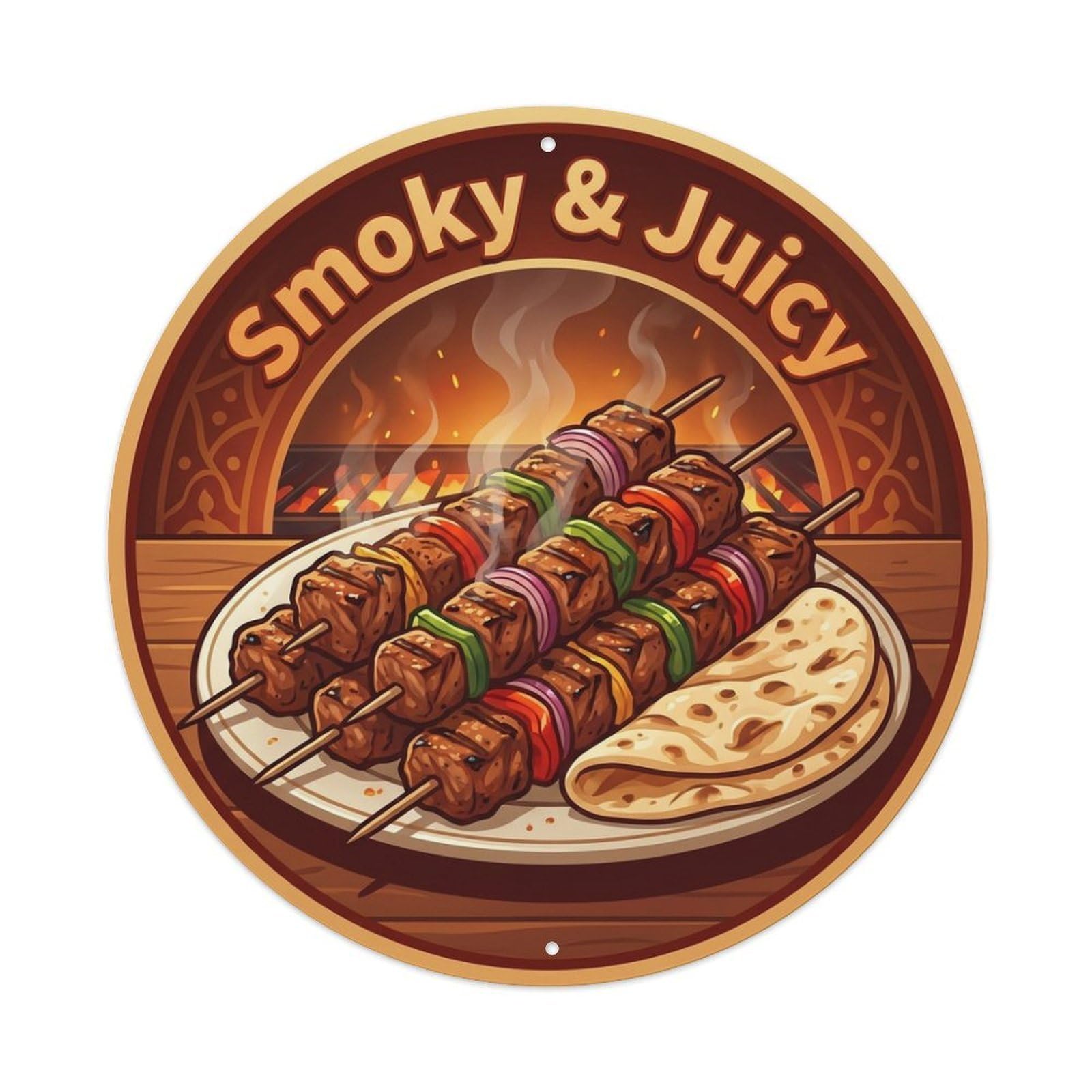 Metal Tin Sign Kebab Grilled Gourmet Food