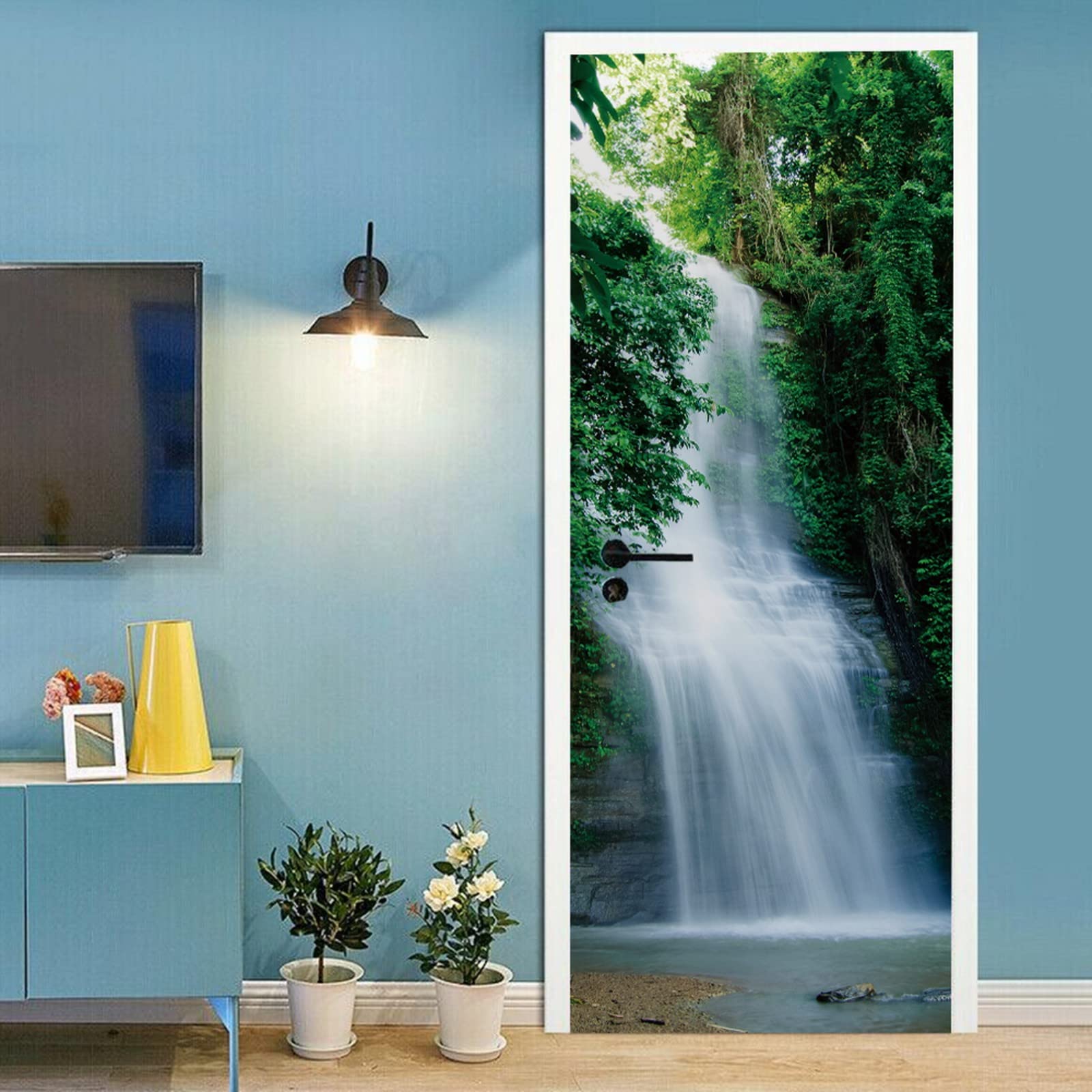 Papier peint de porte cascade en vinyle haute qualité pour salon moderne