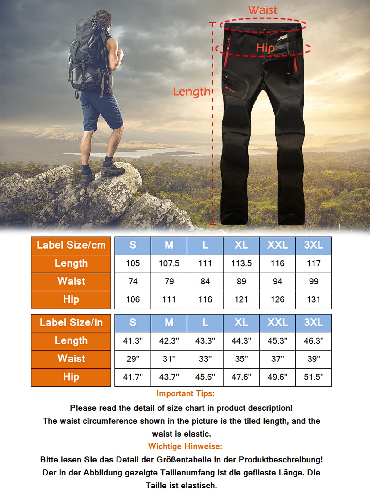 ZOEREA Pantalon Outdoor Homme Printemps Été Mince Coupe-Vent Séchage Rapide Pantalons Shorts pour Randonnée Camping Trekking Montagne