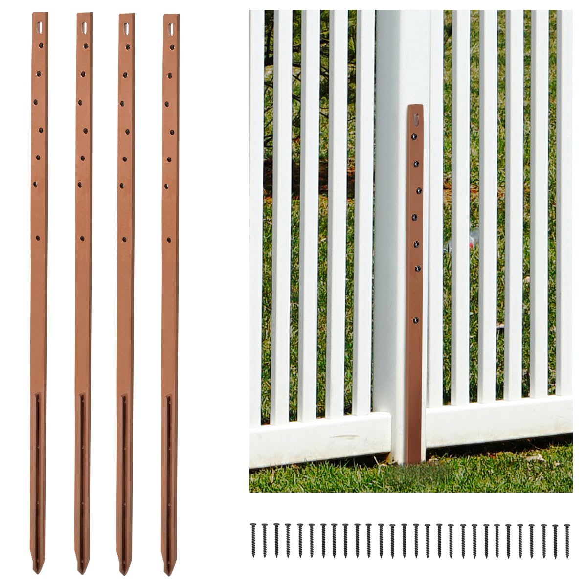 2 Pack Heavy Duty Fence Post Repair Stakes 75cm (29.5") – Fixes 1 Broken Wooden Fence Post – No Dig Ground Anchors – Quick, Strong & Rust-Resistant for Garden or Yard