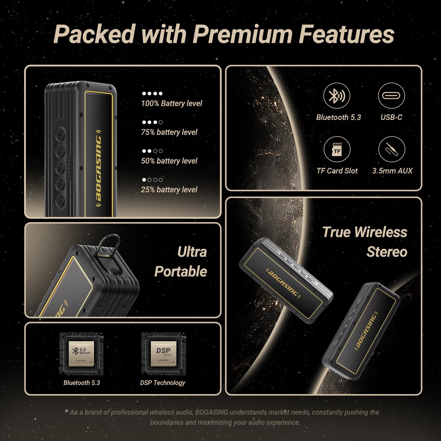 BOGASING G4 Enceinte Bluetooth Puissante 50W avec Son Dynamique