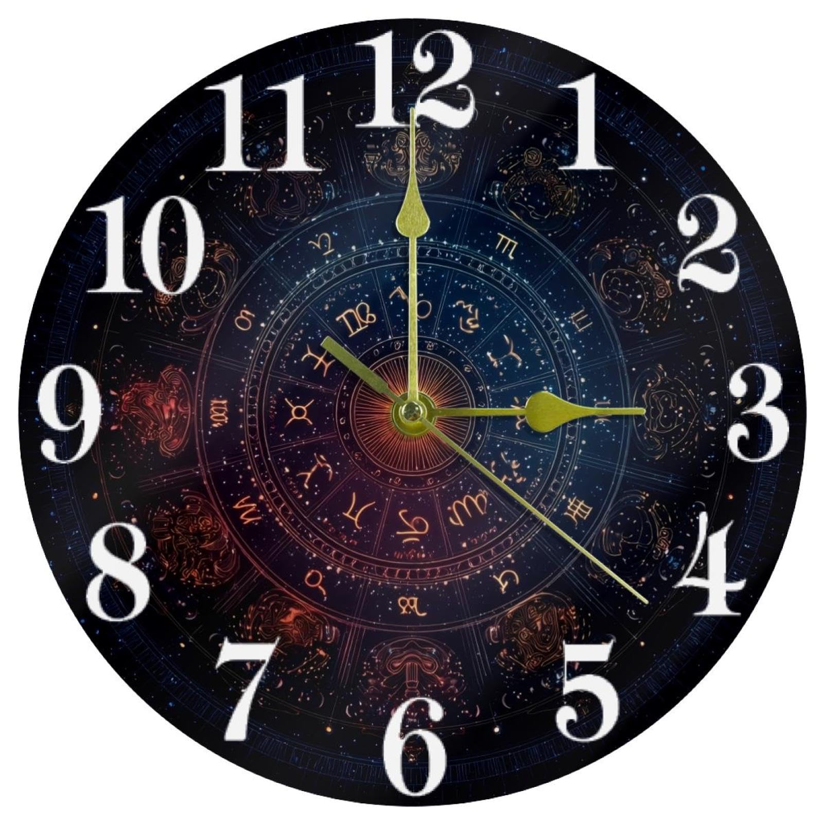 Horloge murale ronde zodiaque silencieuse pour éliminer le bruit du tic-tac de nuit