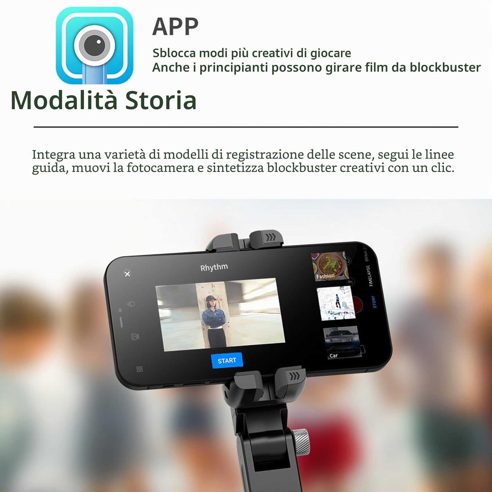 Gimbal Stabilizzatore per Smartphone Rotazione 360° Bastoni Selfie Desktop Treppiede, Luce Riempimento Telecomando Wireless Tracciamento Intelligente Compatibile con Android iPhone