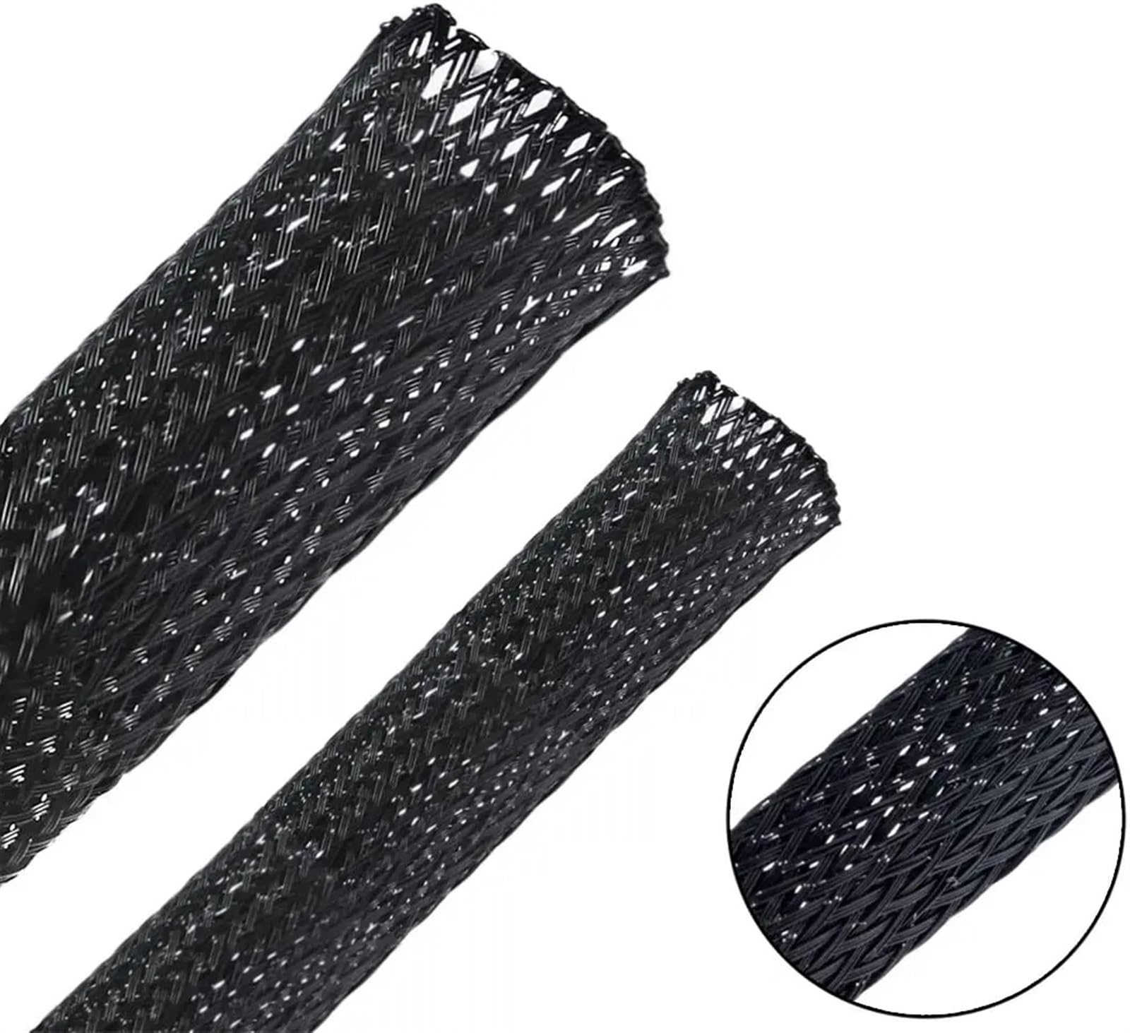 Gaine De Câble Manchon de câble noir Longueur 1/3/5/50/100M Gaine tressée isolée Protection de ligne de données Câble de fil Tube en nylon ignifuge(100 Meter,16 mm)