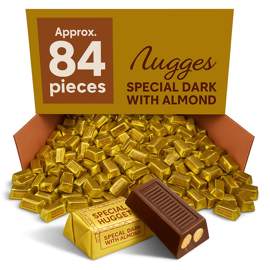 Bulk Dark Chocolate Nuggets with Almonds – Approx. 84 Pieces – 2 lb | Individually Wrapped Gourmet Candy for Snacking, Gifting, Parties & Office Treats