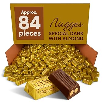 Bulk Dark Chocolate Nuggets with Almonds Approx. 84 Pieces 2 lb | Individually Wrapped Gourmet Candy for Snacking, Gifting, Parties & Office Treats