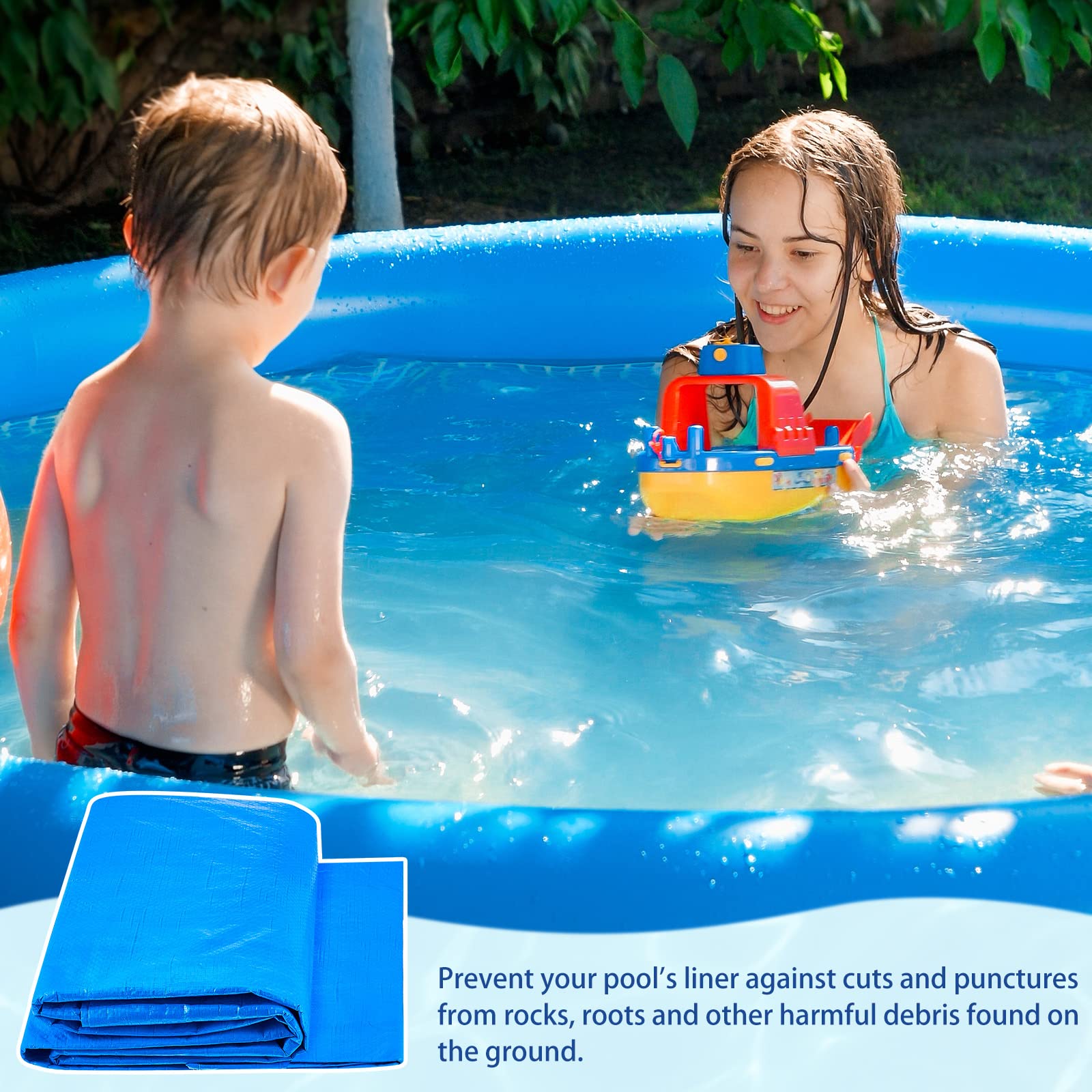 Tapis de sol rond pour piscine hors sol, tapis de protection pour éviter les crevaisons (3,6 m)