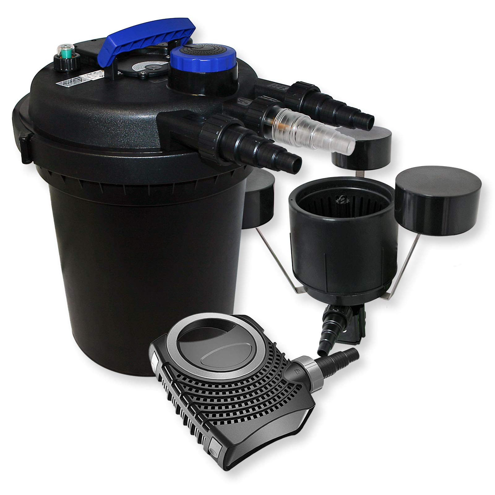 Set per laghetto Filtro a pressione 10000l Chiarificatore UVC 11W Pompa 70W Skimmer CSP-250