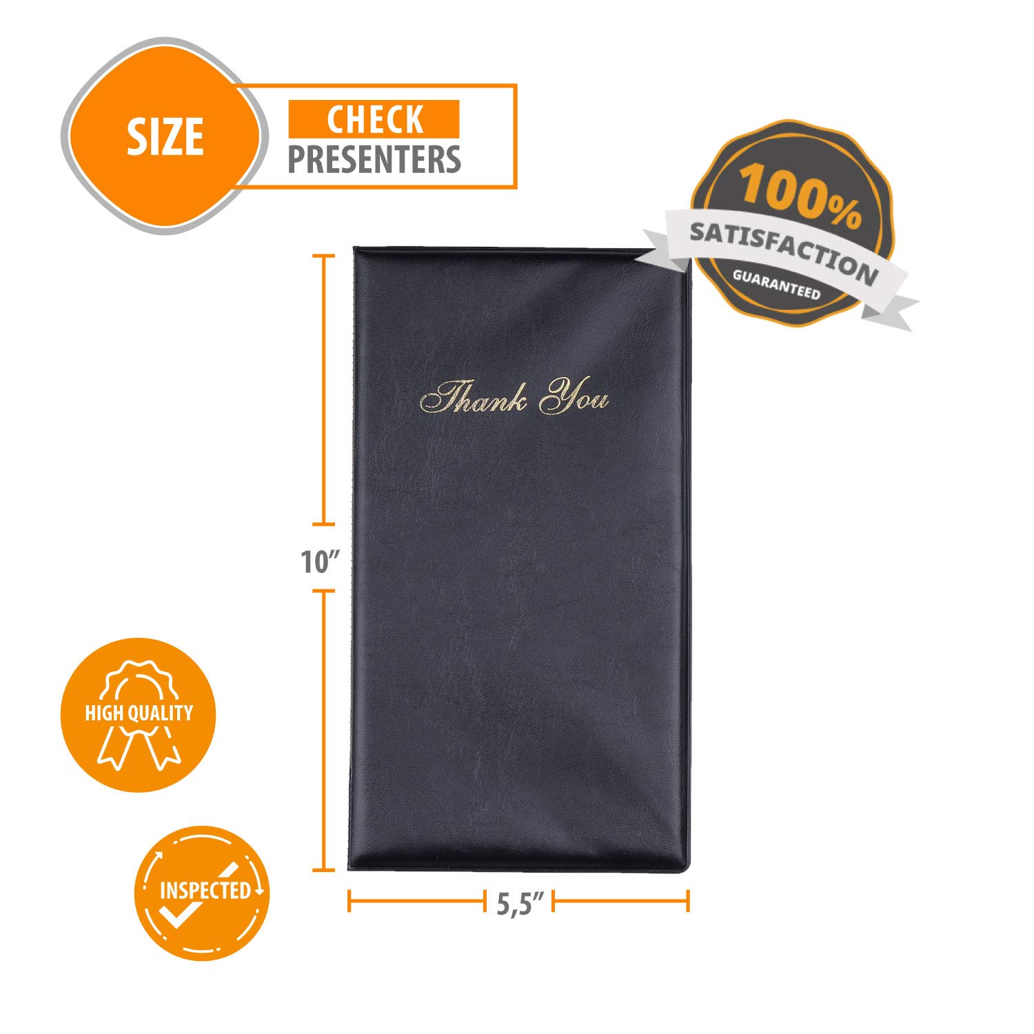 Wееklу Tор Sаlе Check Presenters for Restaurants – 60 Pack Guest Check Card Holder- Black with Gold Thank You Imprint- Bill Book Restaurant Supplies 5.5’’ x 10’’ (60 Pack)