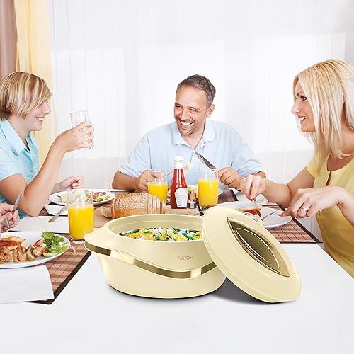 Miniatura 7 de Juego de 3 piezas de cazuela aislada con tapa de MILTON, calentador/enfriador de alimentos en olla caliente 2.1/1.5/1 qt. Cuenco térmico para servir