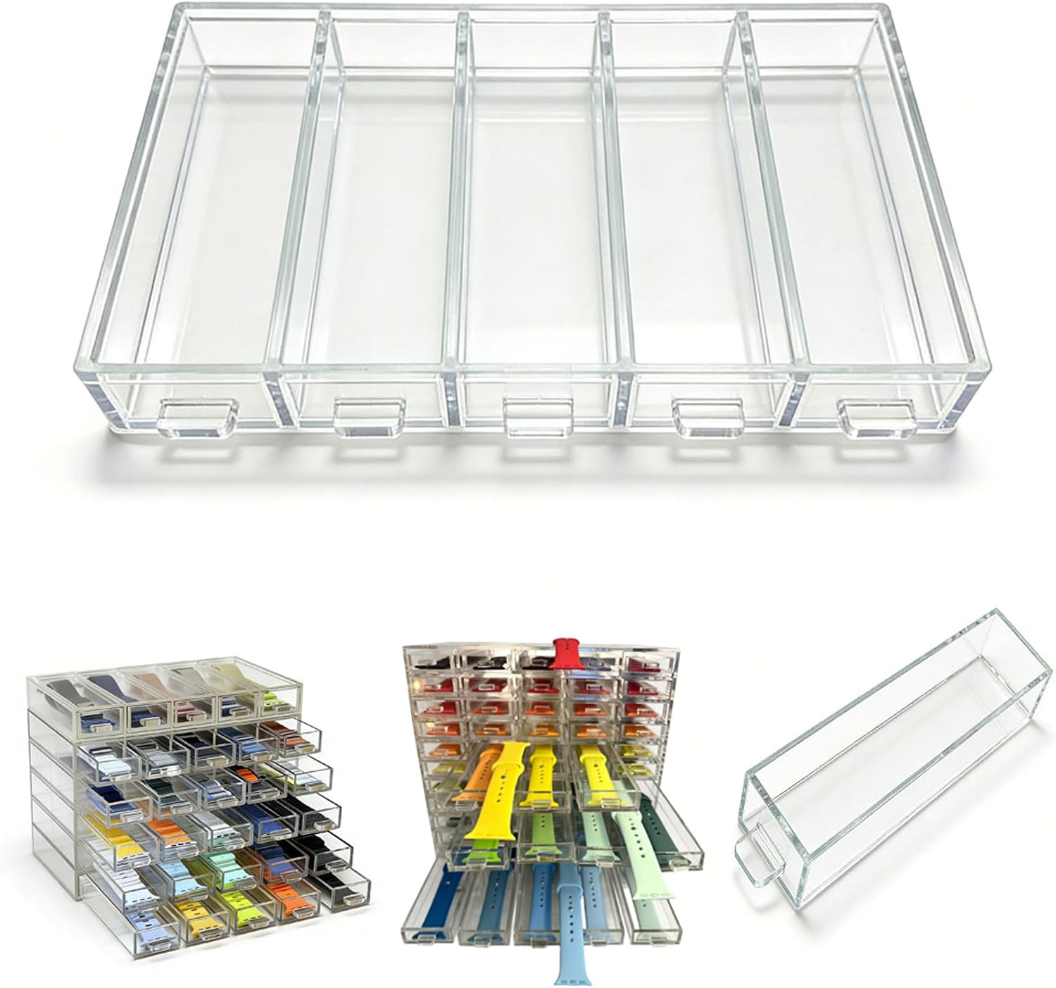Watch Strap Organizer Transparent Display case Storage Box for iWatch Band | Transparent Display Case, Dustproof Storage Box, For iWatch Band, Watch Accessories Holder