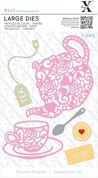 Xcut Large Dies Filigree Tea Time, 7 Pieces, Carbon Steel, Art Craft Cutting Tool Supplies, Beautiful Decoration, Card Making, Gift Tag, Wrapping, Scrapbooking, Invitation Making, Crafters Companion