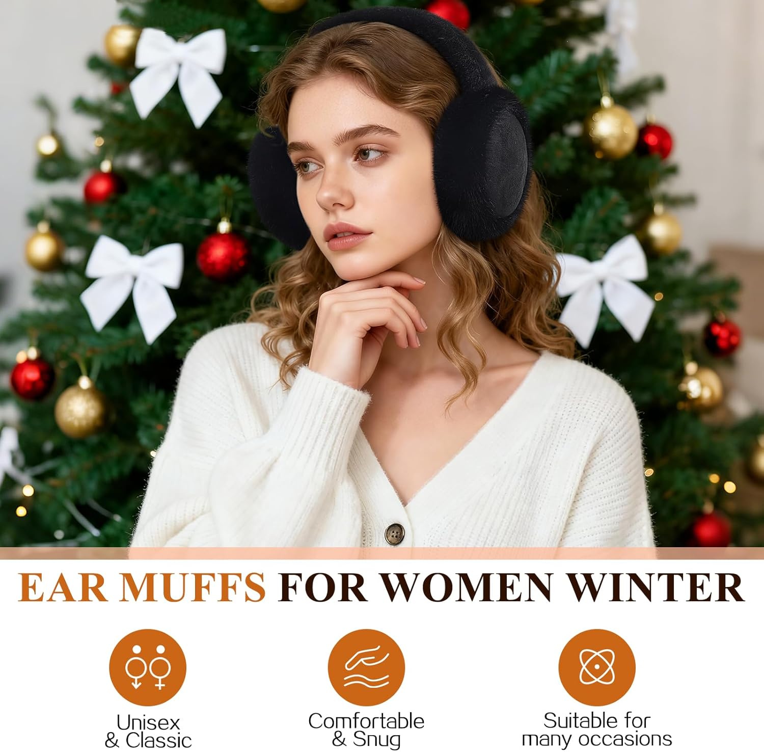 Tavaleu Ear Muffs for Winter Women, Foldable Fuzzy Earmuffs Faux Fur Warm Ear Warmers Covers Cold Weather - Image 2