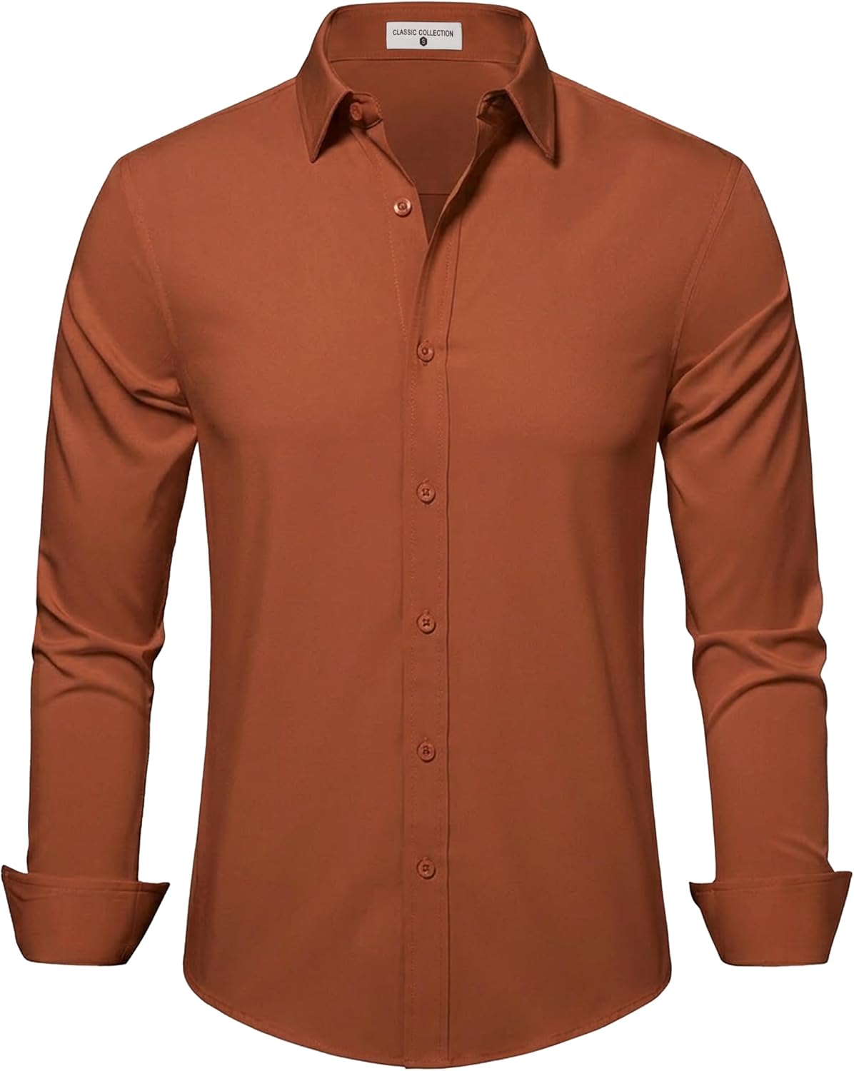 SIR7 Men's Dress Shirt Regular Fit Button Down Collar Shirts Solid Formal Business Casual Long Sleeve Shirt