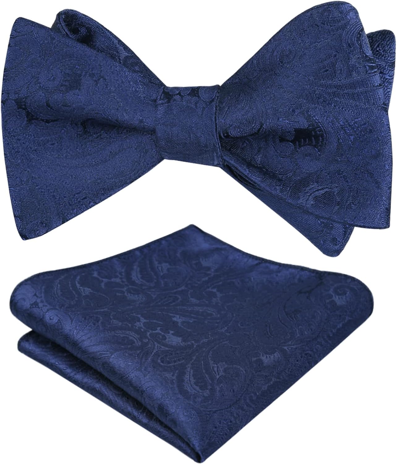 Alizeal Mens 2pcs Paisley Jacquard Self-Tie Bow Tie Pocket Square Set