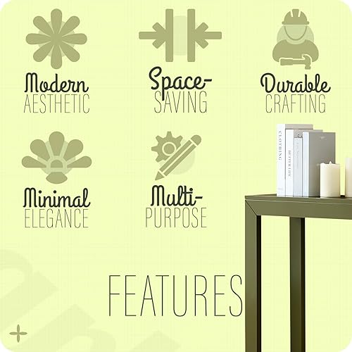 Vista 6 de Kings Brand Furniture Russel - Mesa consola moderna para entrada, detrás del sofá, pasillo, sala de estar, aguacate Palta,Caviar,Gris,Jengibre