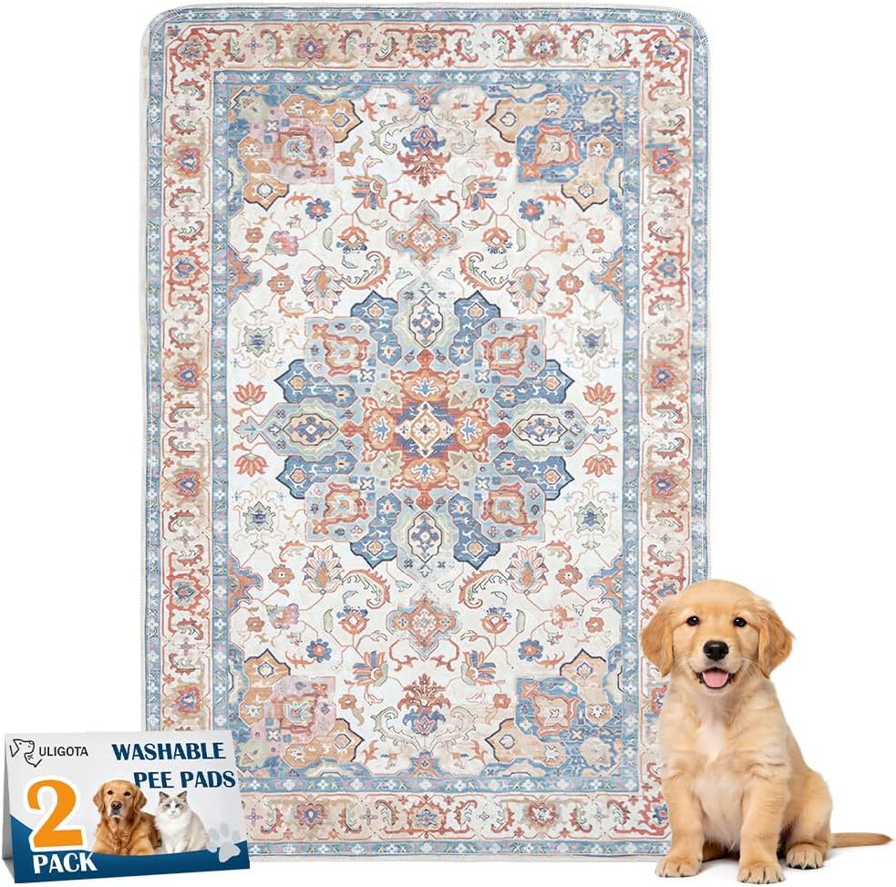 Washable Pee Pads for Dogs, 2 Pack Reusable Puppy Training Pads 40"x26" Super Absorbent Waterproof Dog Training Pads, Non-Slip Potty Pads, Whelping Pads Litter Mat Beige
