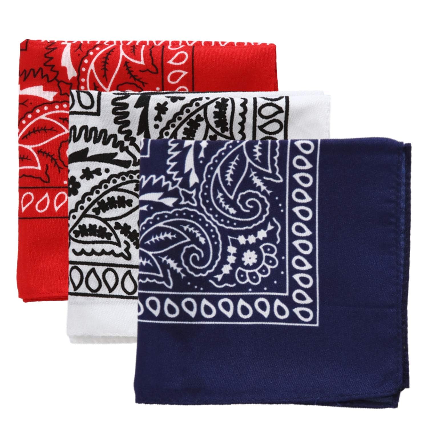Large Bandana Headband - Handkerchief Bandanas for Men & Women - Paisley Bandana Pack - Cowboy Scarf