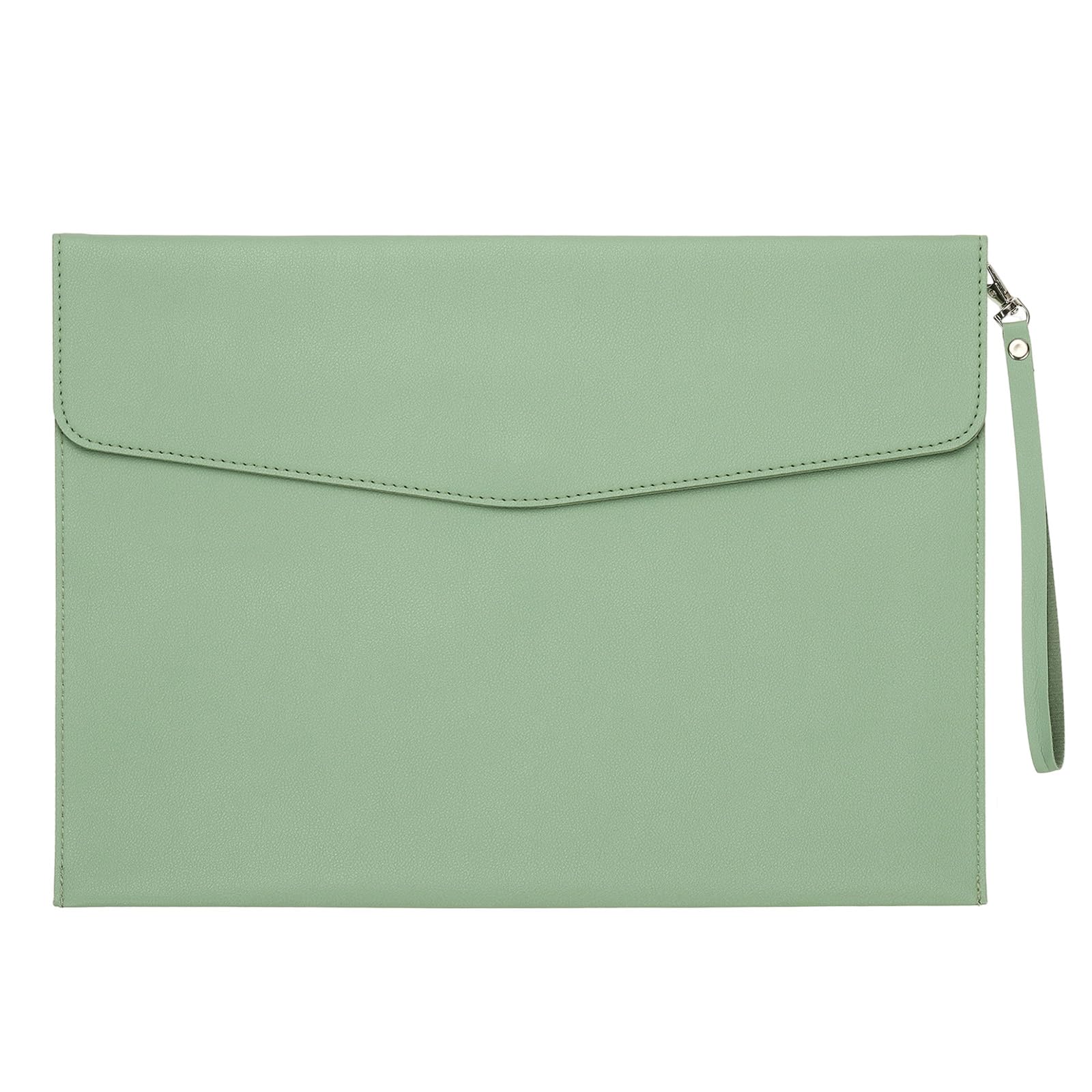 PATIKIL PU Leather A4 File Folder, Document Holder Filing Organizer Portfolio Envelope Folder Case with Snap Closure for Letter Receipt Style 3, Green