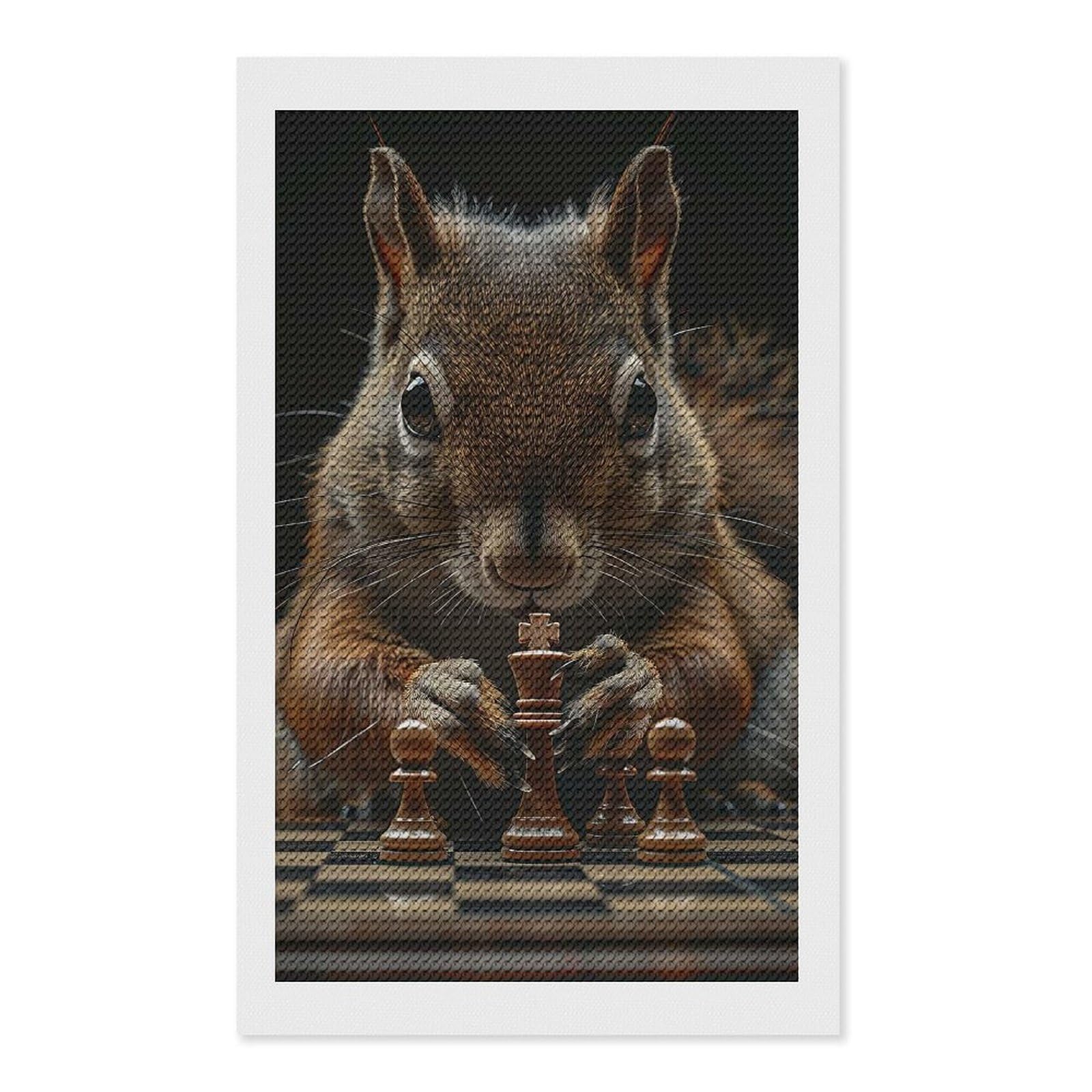 Junmoney Squirrel Chess Diamond Painting Kit 12"x20", Festive Craft Gift, Bedroom Decor, Full Kit Included, Creative Gift Idea