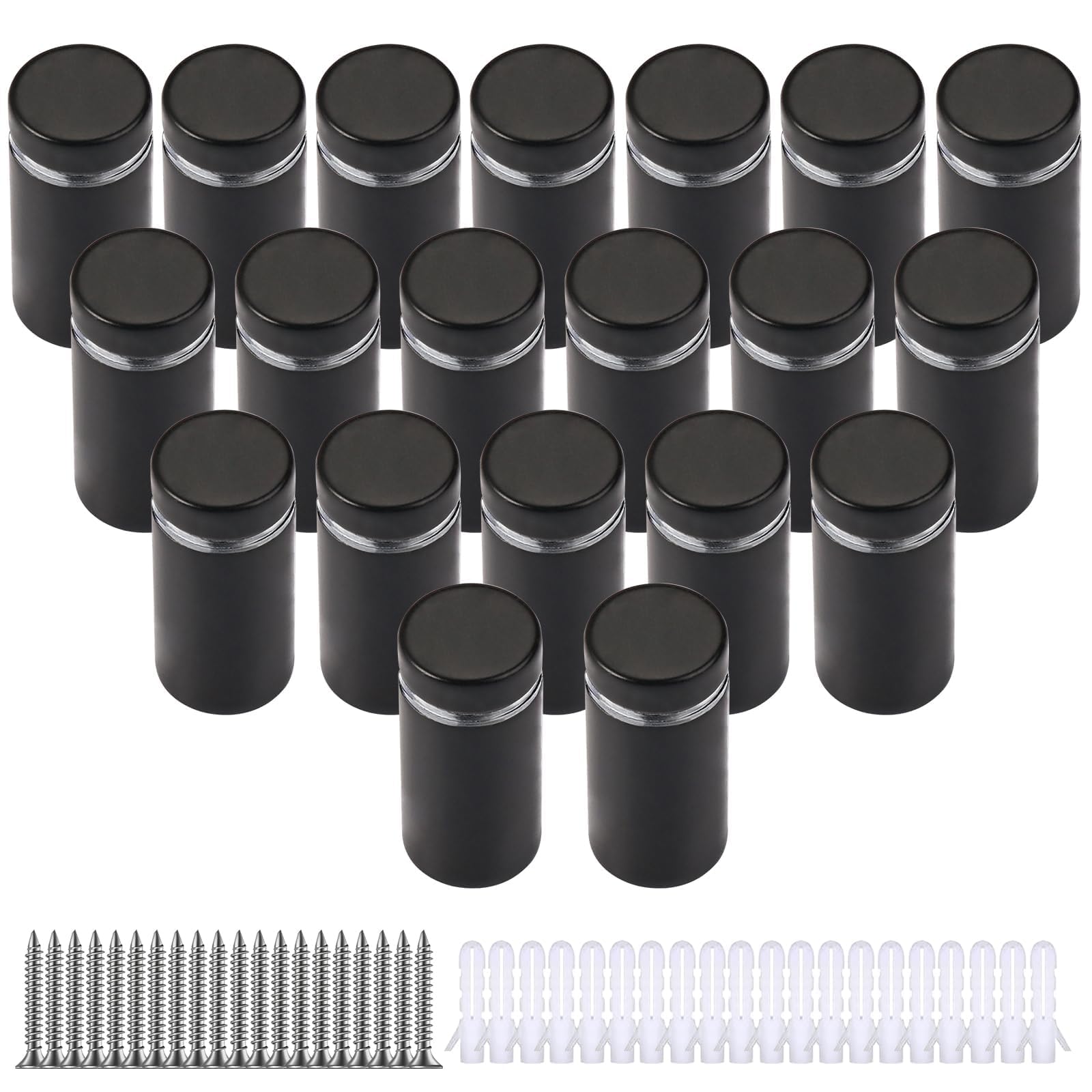 20 Pieces Standoff Fixings 12×25 mm Stainless Steel Advertising Screw, Sign Standoff Screws, Glass Bolts for Sign Displays, Advertisement, Billboards, Picture Frames & Glass Posters, Black