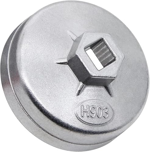 Llave de filtro de aceite de aluminio tipo zócalo removedor (2.913 in 14 flauta) para Benz, Chery, Bora, Santana, Siena, etc. (Plata)