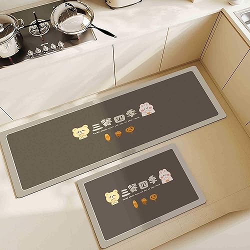 Water Absorption Kitchen Rug, Bathroom Floor Anti-Slip Mat, Easy Clean Super Water Absorption Capacity Carpet(Color 1,50 * 80cm)