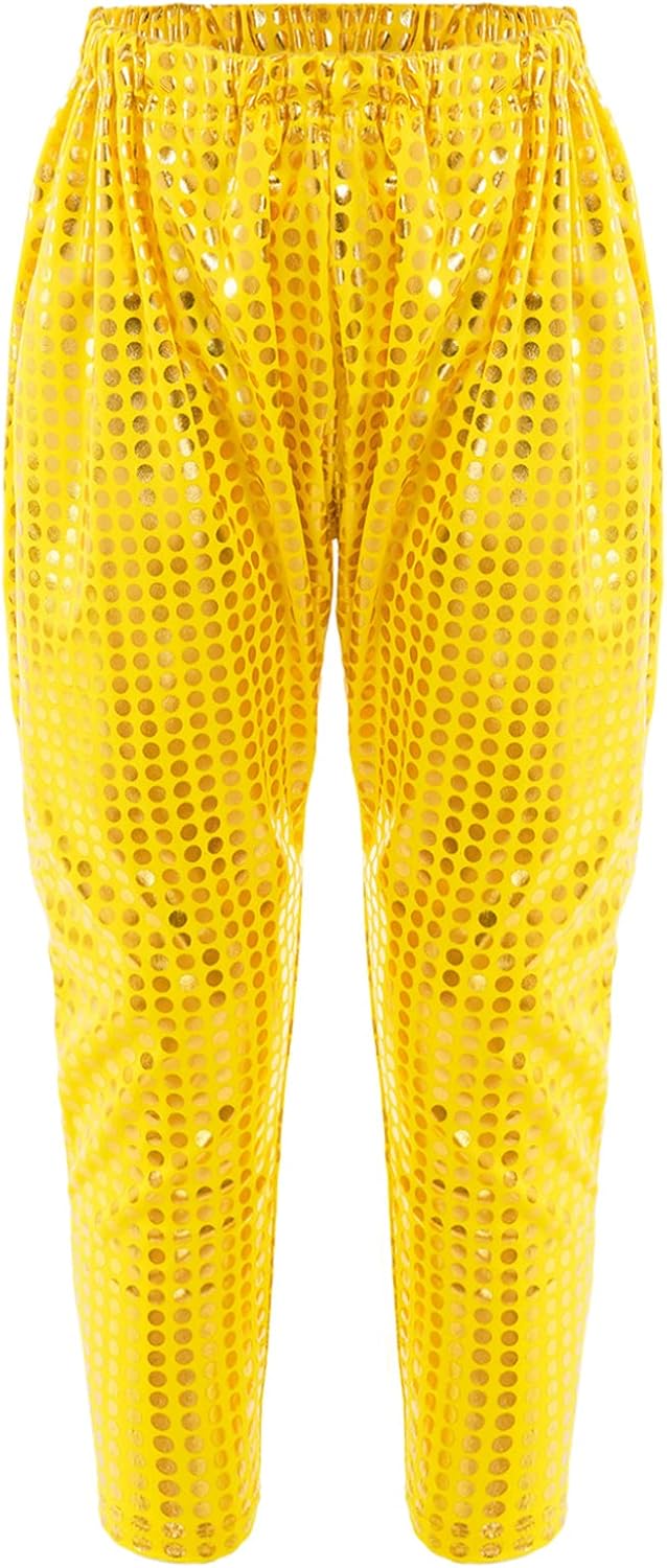 Linjinx Kids Boys Girls Sparkly Sequins Dance Jogger Pants Trousers Hip Hop Jazz Leggings Streetwear