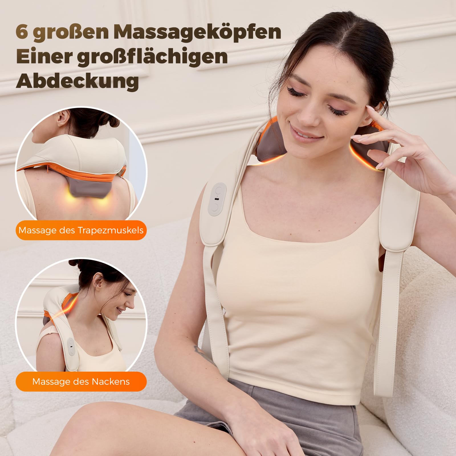 Nackenmassagegerät, Schultermssage, kalbelos Shiatsu Massagegerät 4D-Massage von tiefem Gewebe, für Schulter, Bein, Körper Muskel Schmerzlinderung