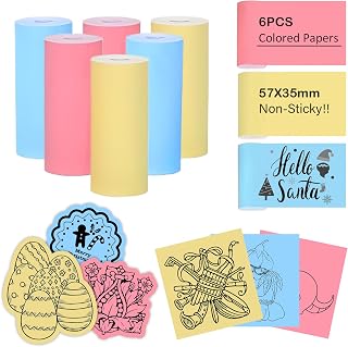 6 Rolls Colored Printer Paper, Mini Thermal Printer Paper, Inkless Print Papers for Most Kids Instant Camera, Photo Labels for Photos, to-do Lists (6 Rolls colorful paper)