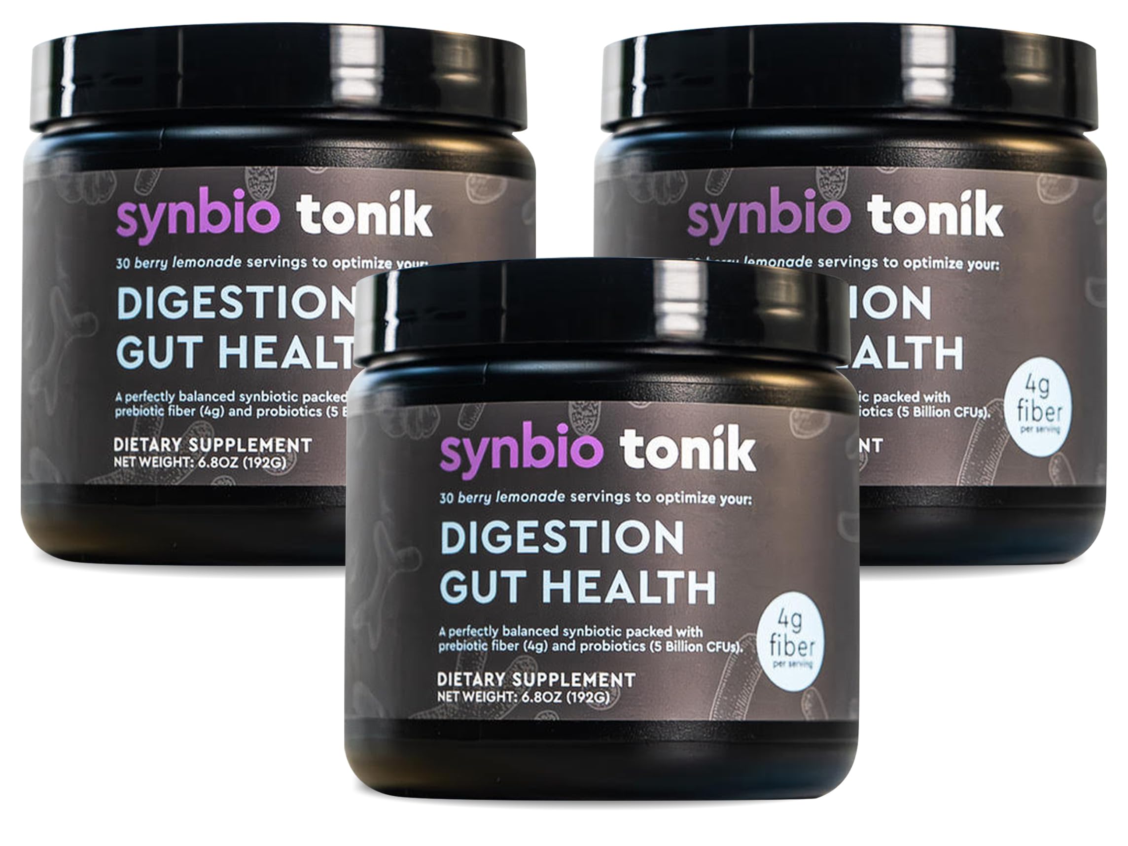 Synbio Tonik Prebiotics and Probiotics Powder | Berry Lemonade | Probiotics for Digestive Health | Daily Supplement | Improve Digestion and Bowel Motions | Boost Energy and Clarity | 3 Tubs