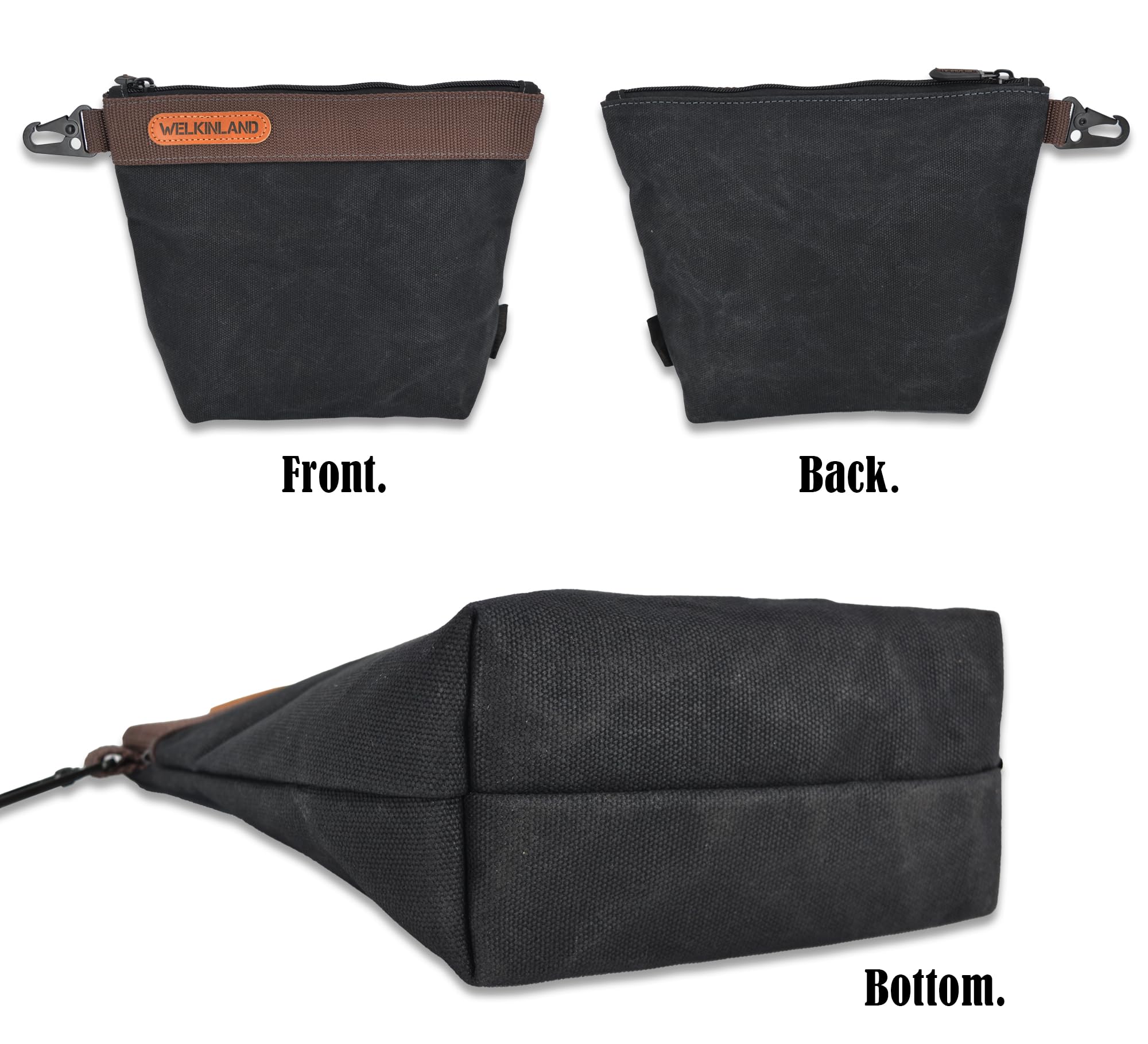 WELKINLAND Lot de 4 pochettes à outils en toile cirée, 25,4 cm avec fermeture éclair