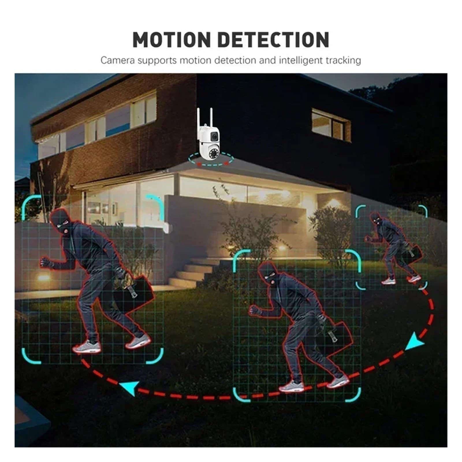 Caméra de surveillance de sécurité IP WiFi PTZ extérieure à double objectif