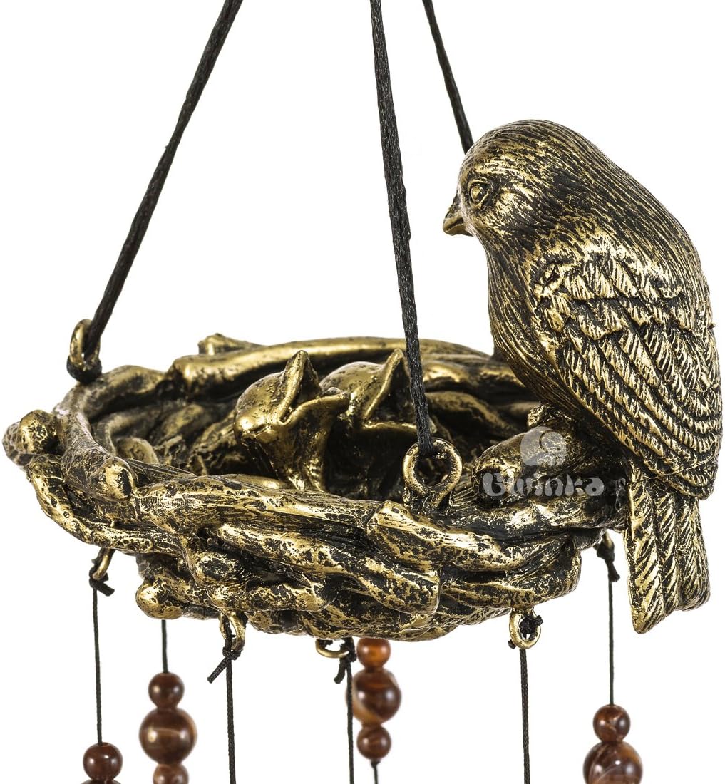 Bwinka QUTE Birds Wind Chime 12 Pieces Bronze Bells Wind Chimes for Garden, Yard, Patio and Home Decor with Hook