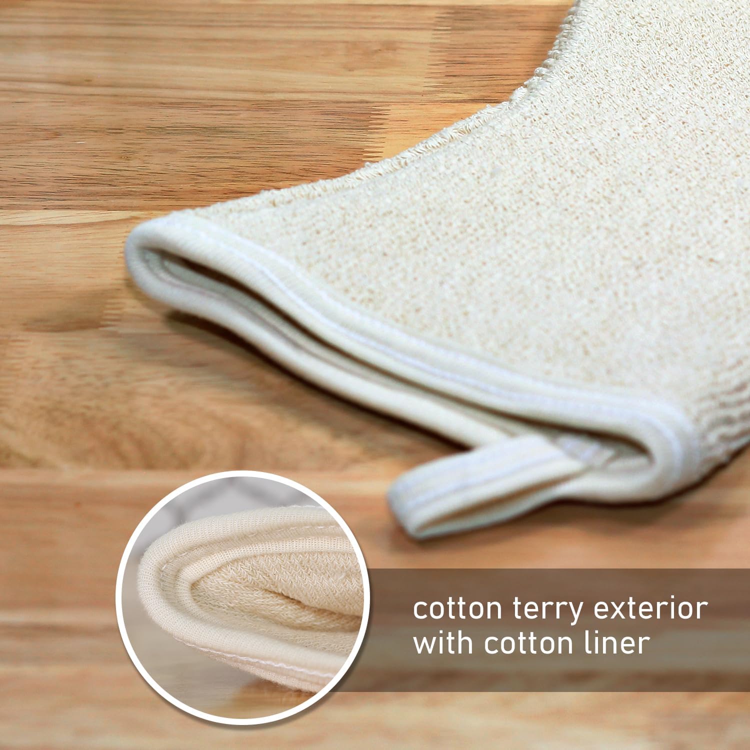 100% Cotton Set of 2 Heavy Duty Heat Resistant Machine Washable Made in America Oven Mitts (Natural)