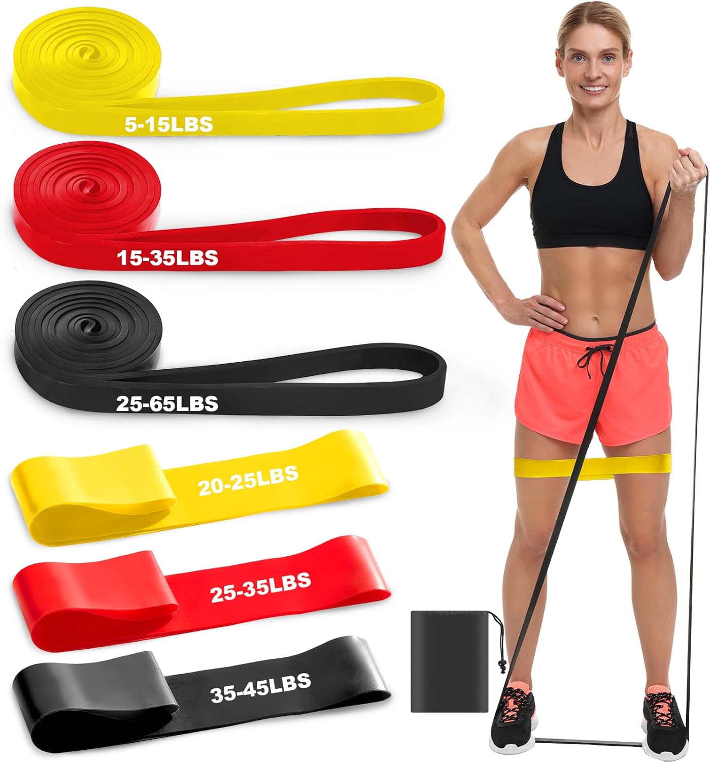 6 PCS Resistance Exercise Bands for Working Out Elastic Stretch Bands for Fitness Yoga Pilates Stretching Strength Training Workout Resistance Band for Women and Men Home Gym