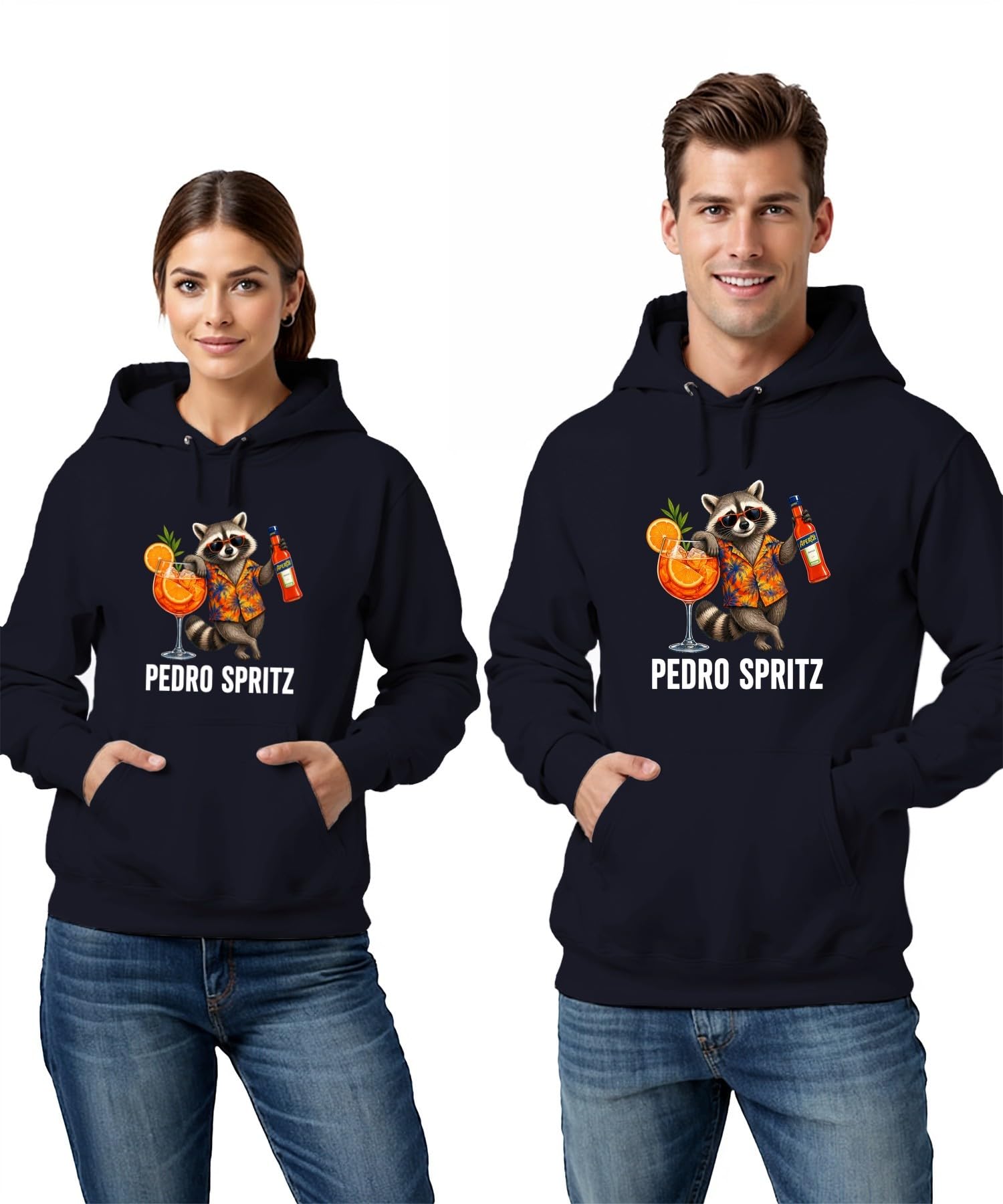 Pedro Spritz Statement bluza z kapturem | Sarkazm aperitif śmietpanda Trash Panda wieczór dziewczęcy JGA bar na plażę pomarańczowy likier kostki lodu tropikalny retro