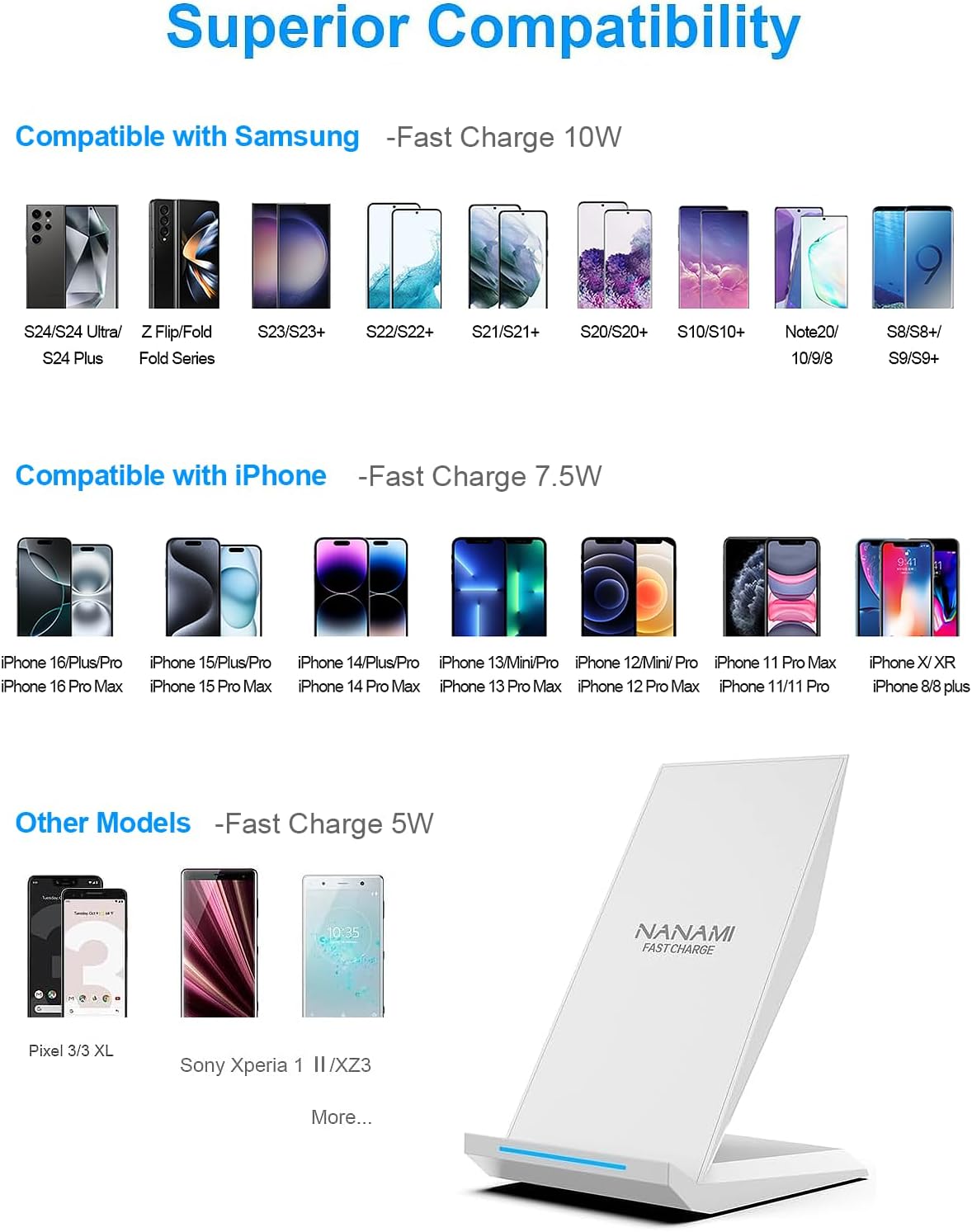 NANAMI Wireless Charger - Qi Certified Charging Stand Compatible... Pink - 第 30/35 張圖片