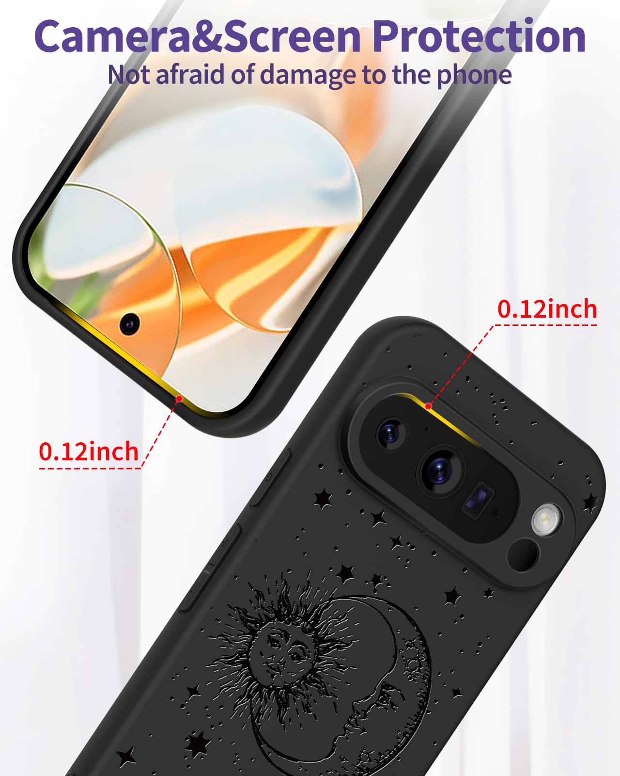 Toycamp Handyhülle Für Google Pixel 9 (6,3 Zoll) – Sonnenblumen-Design, Schwarz Matt, TPU, Stoßfest & Schlank