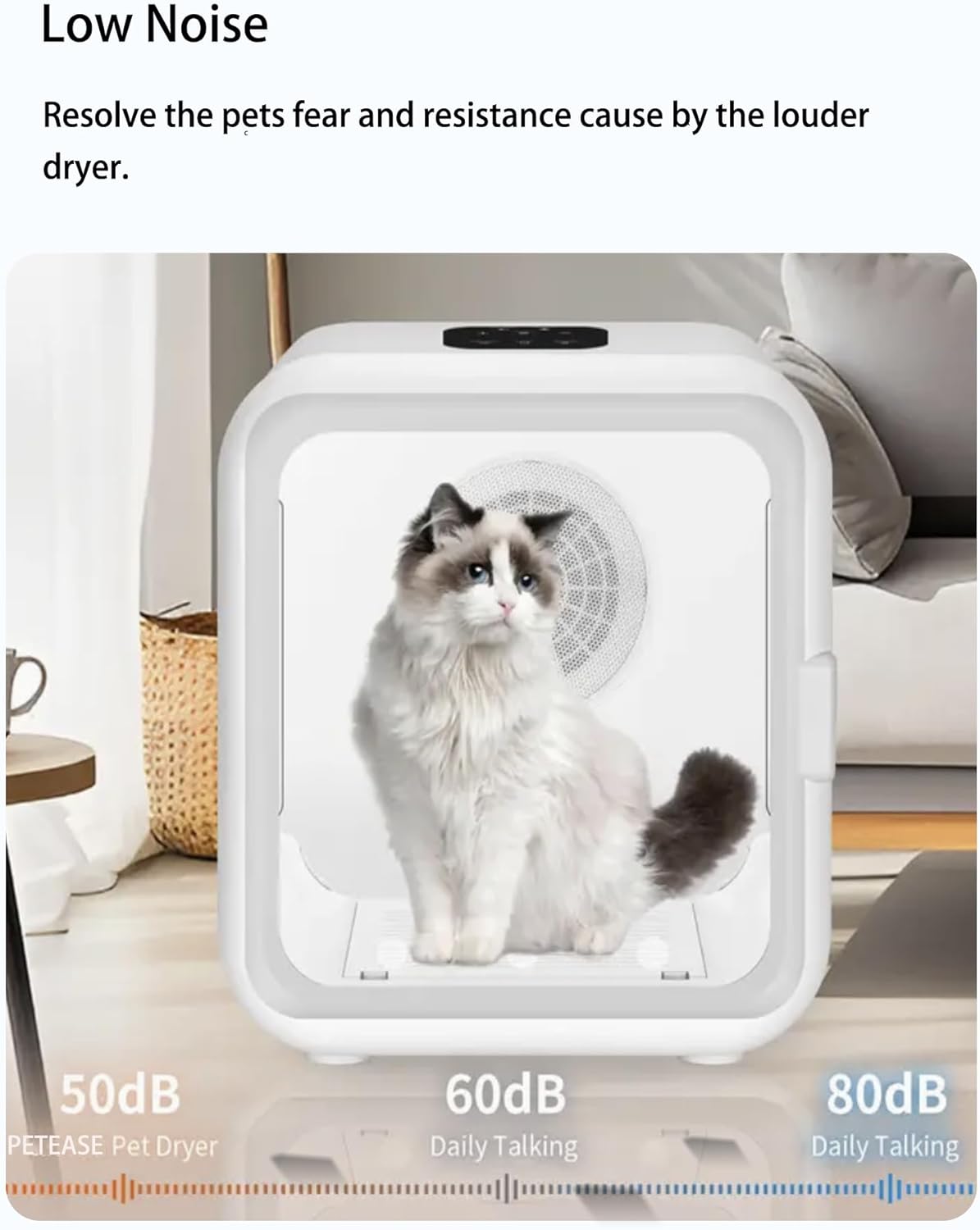 Photo 1 of  62L Large Capacity Automatic Pet Dryer Box - Smart Temperature Control, Ultra Quiet, Anti-Stress, 360° Efficient, for Cats and Small Dogs (Cube Pet Dryer Box - White) 