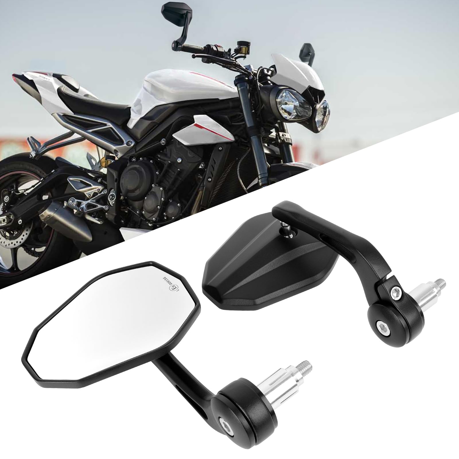DREAMIZER Specchietti per Moto Omologati E9 Universali, Specchietti Retrovisori per Moto Regolabili 360° 7/8" 22mm Compatibili con Honda Kawasaki Suzuki Yamaha Cruiser Scooter ATV