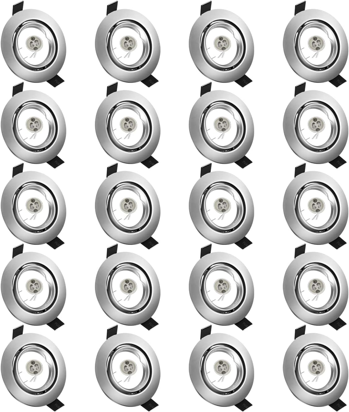 Marco Foco Empotrable, Marcos Focos GU10 Metal cepillado Incl. Zócalo GU10 Para Lámparas De Led O Halógena, Redondo Metálica, Marco Empotrado Ojo de Buey, Para Baño Sala Cocina, etc,20 Pack